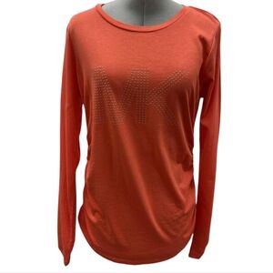 Micheal Kors Gold Studded Logo Long Sleeve Tee Size Medium Sangria (orange)